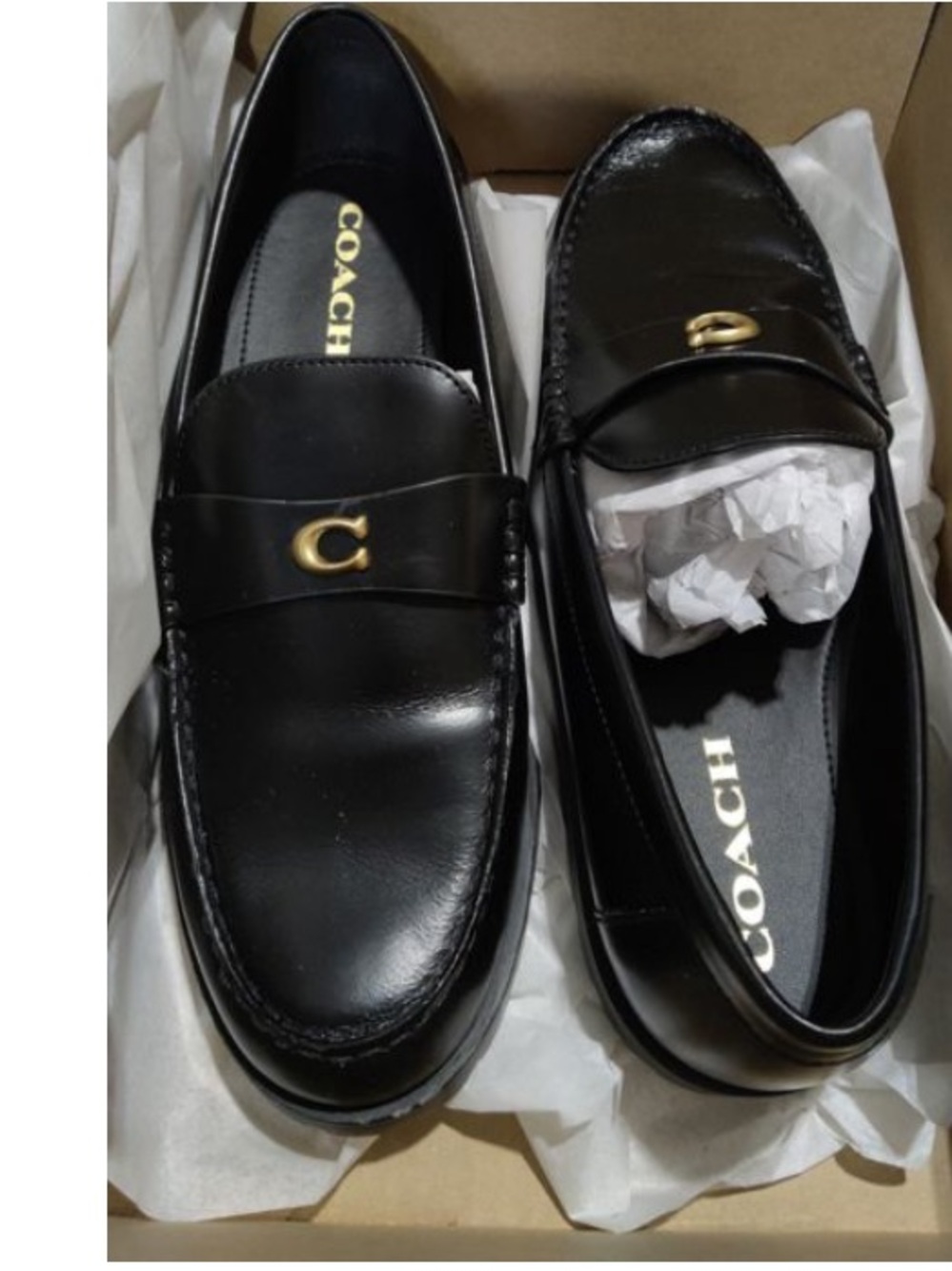 Coach women’s Black Leather Slip-On Loafers - Picture 3 of 3